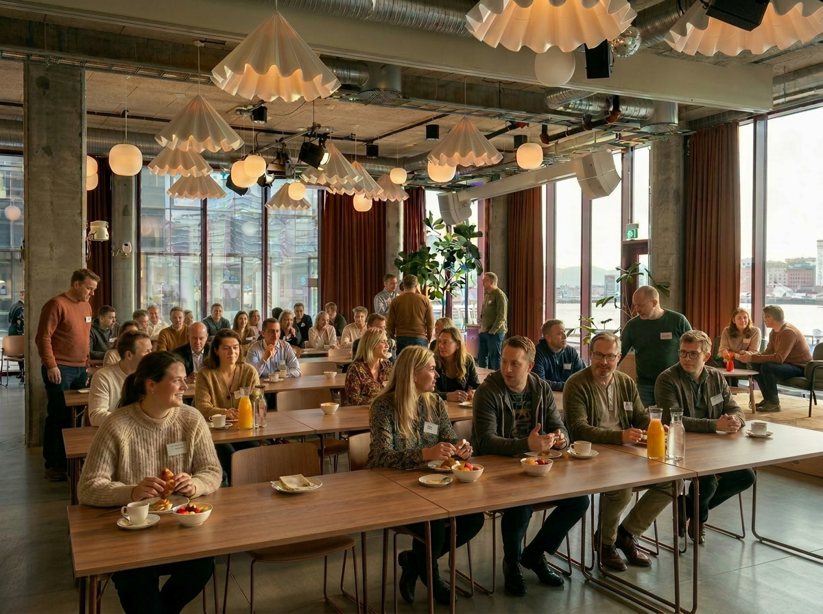Frokostmøte med kaffe og bakst